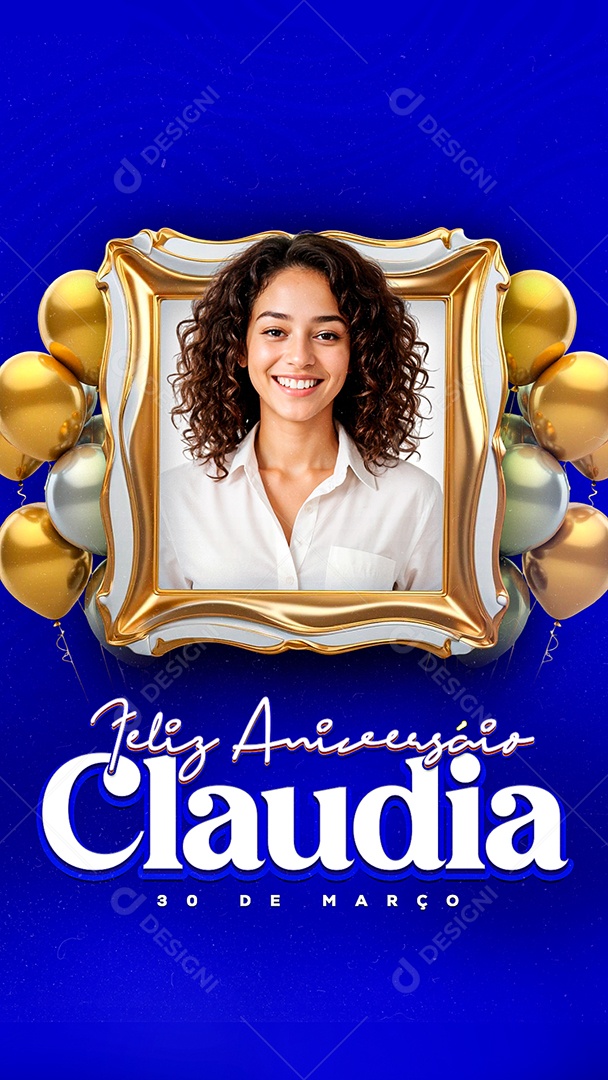 Story Feliz Aniversário Claudia 30 de Março Social Media PSD Editável
