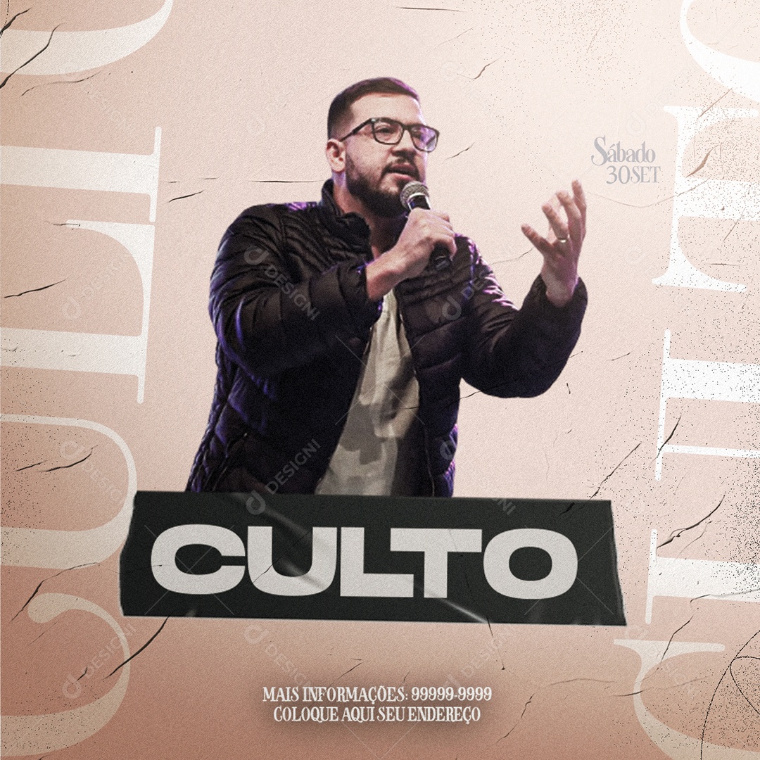 Gospel Culto Social Media PSD Editável