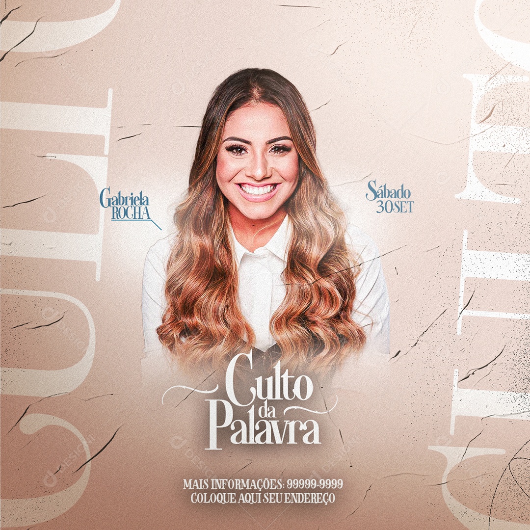 Flyer Gospel Gabriela Rocha Culto da Palavra Social Media PSD Editável