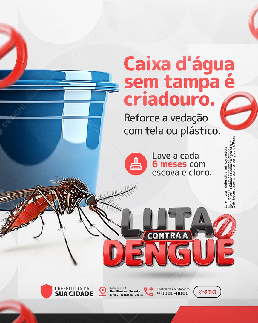 Luta Contra a Dengue Caixa Dágua Sem Tampa é Criadouro Social Media PSD Editável