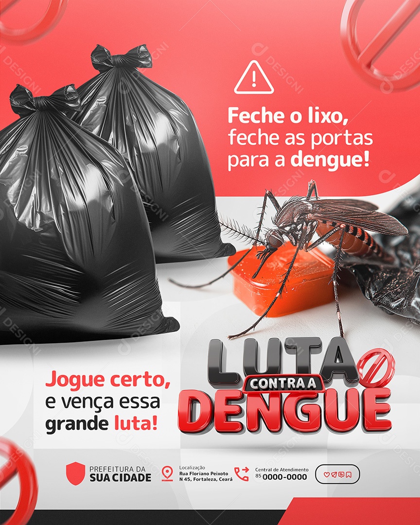 Luta Contra a Dengue Fecho o Lixo Social Media PSD Editável