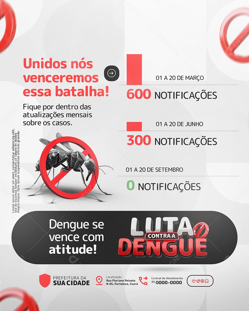 Luta Contra a Dengue Unidos Nós Venceremos Social Media PSD Editável