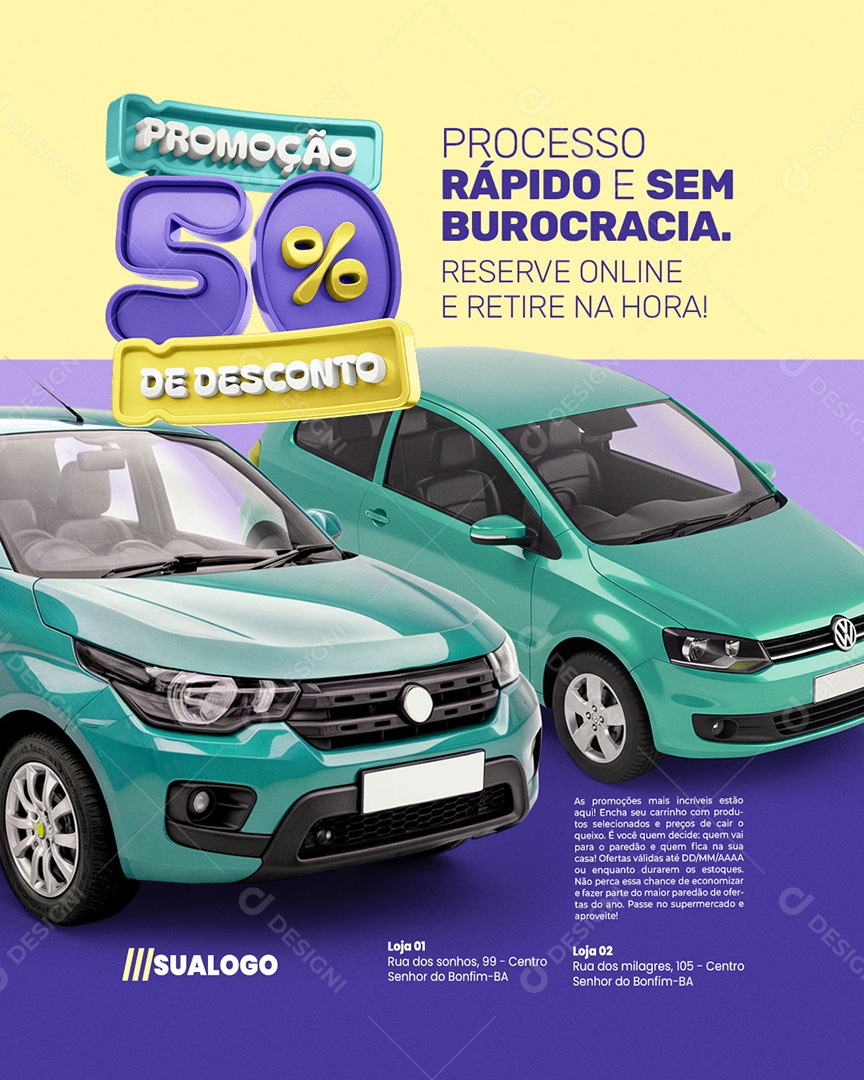 Locadora Processo Rápido sem Burocracia Social Media PSD Editável