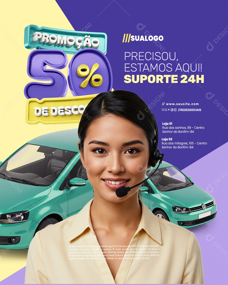 Locadora Precisou Estamos Aqui Social Media PSD Editável