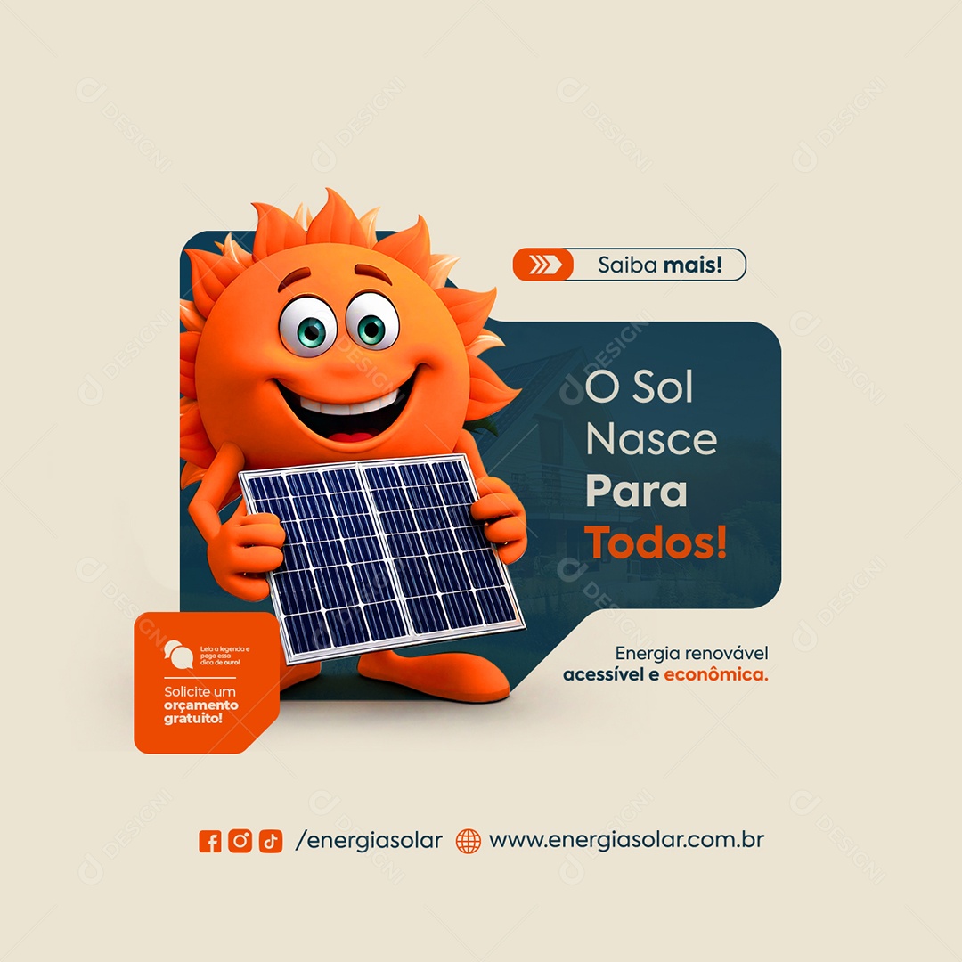 Energia Solar O Sol Nasce Para Todos Social Media PSD Editável