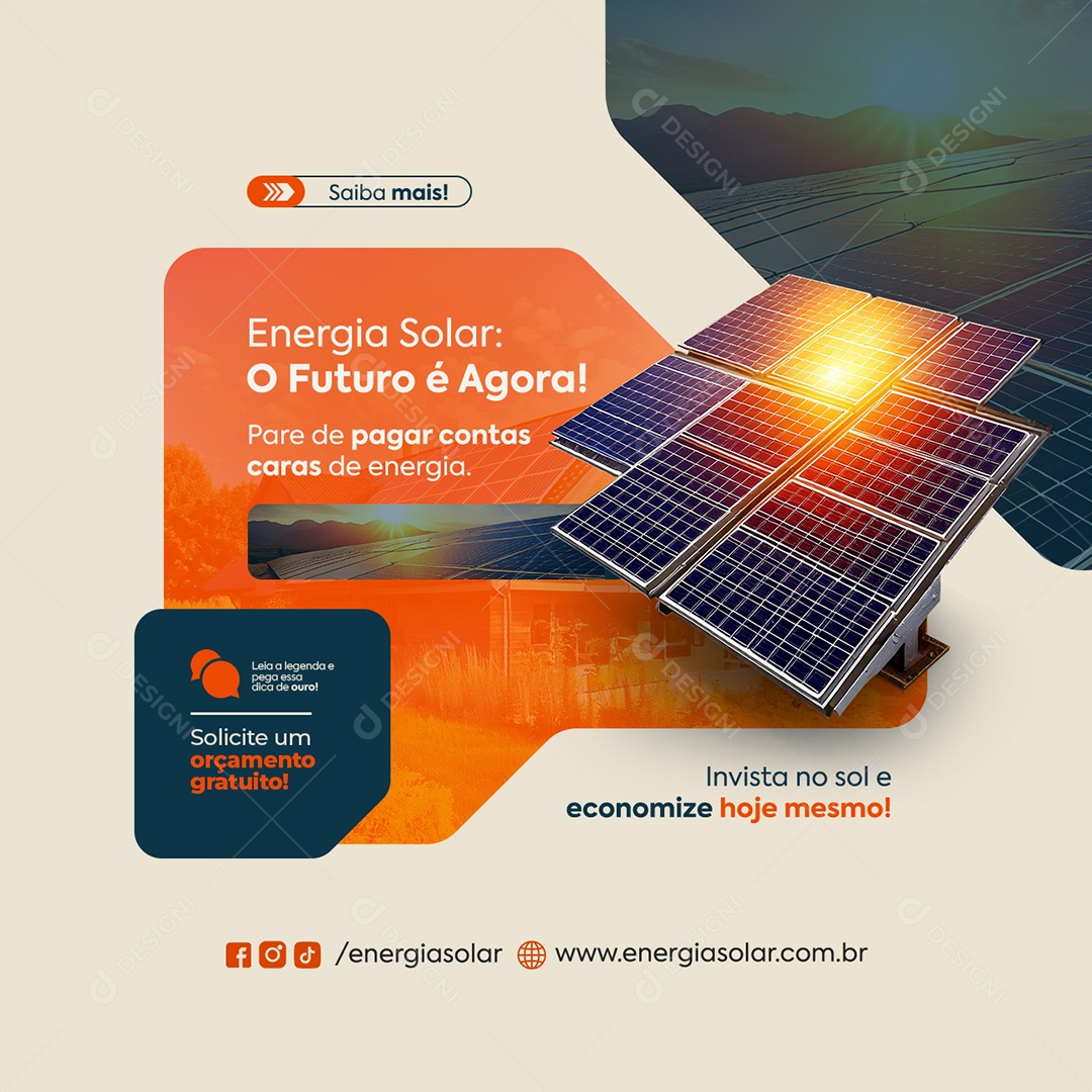 Energia Solar O Futuro é Agora Social Media PSD Editável
