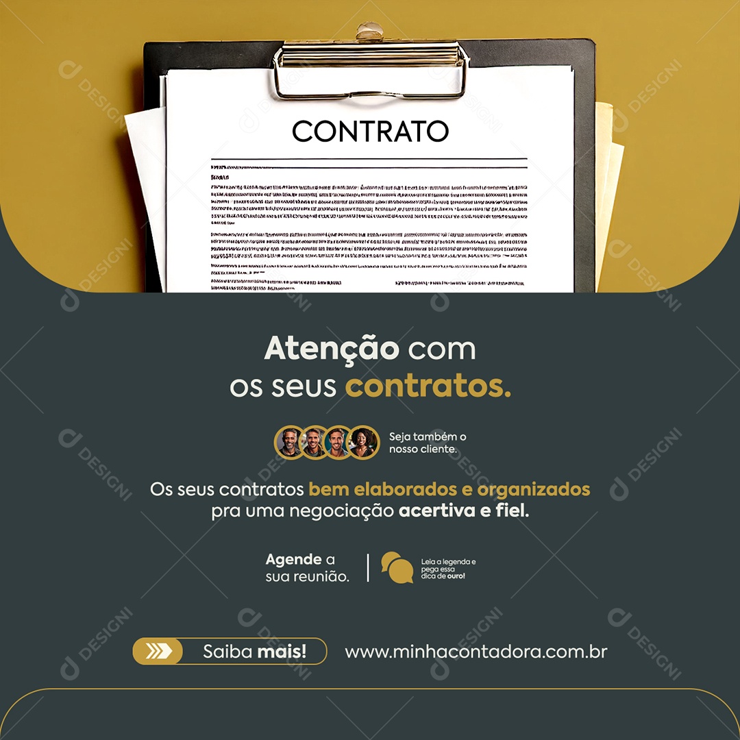 Contabilidade Atenção Com Seus Contratos Social Media PSD Editável