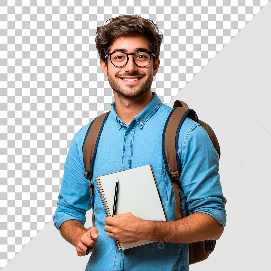 Estudante Masculino Sorridente Elemento PSD