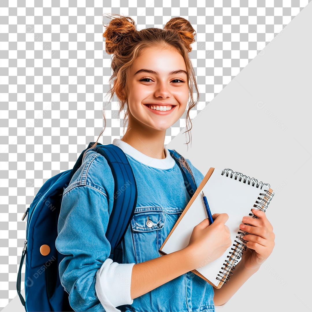 Estudante Sorrindo Com Material Escolar nas Mãos Elemento PSD