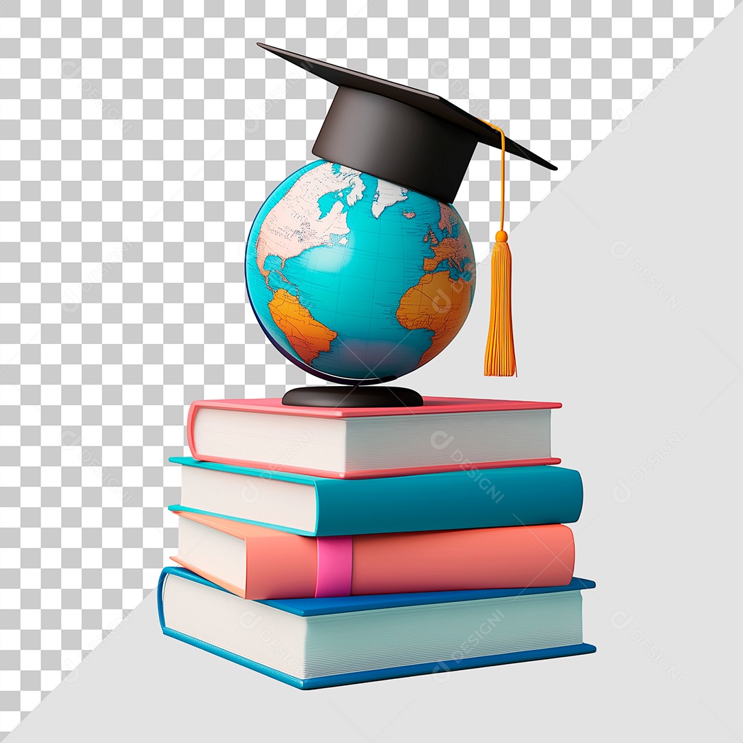 Formatura Livros e Globo Terrestre Elemento PSD