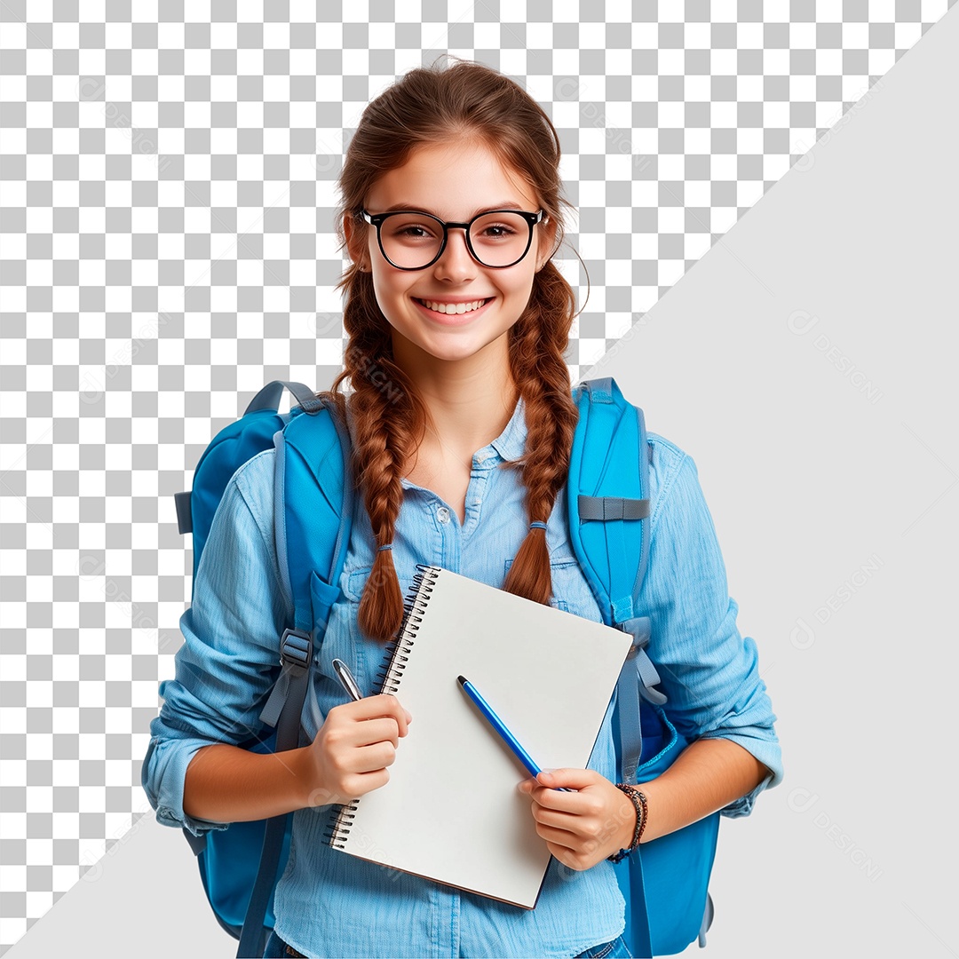 Estudante Com Caderno nas Mãos Feliz Elemento PSD