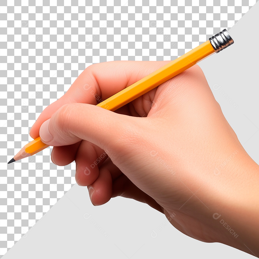 Mãos Segurando Lápis Escrevendo Elemento PSD
