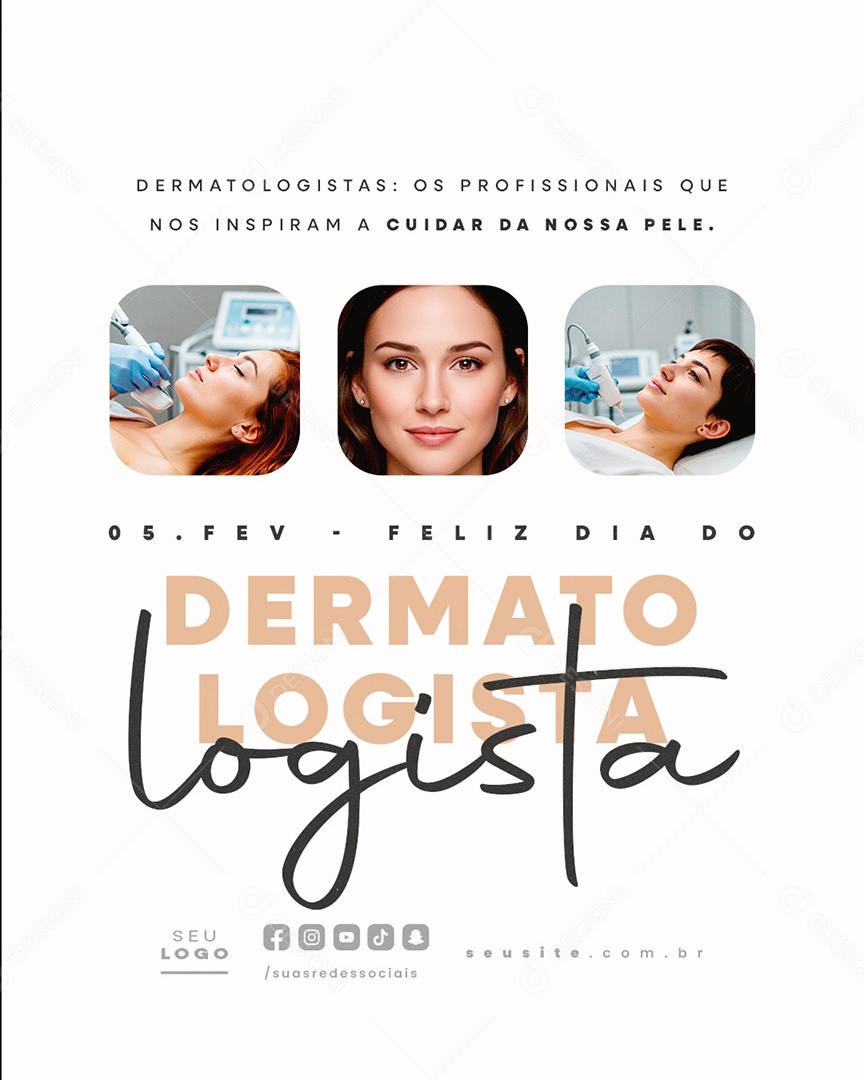 Feliz Dia do Dermatologista 05 de Fevereiro Social Media PSD Editável