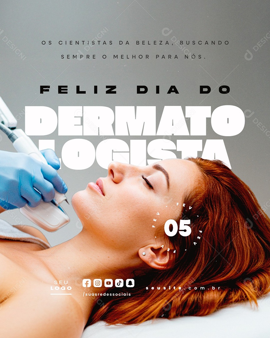Feliz Dia do Dermatologista 05 de Fevereiro Social Media PSD Editável