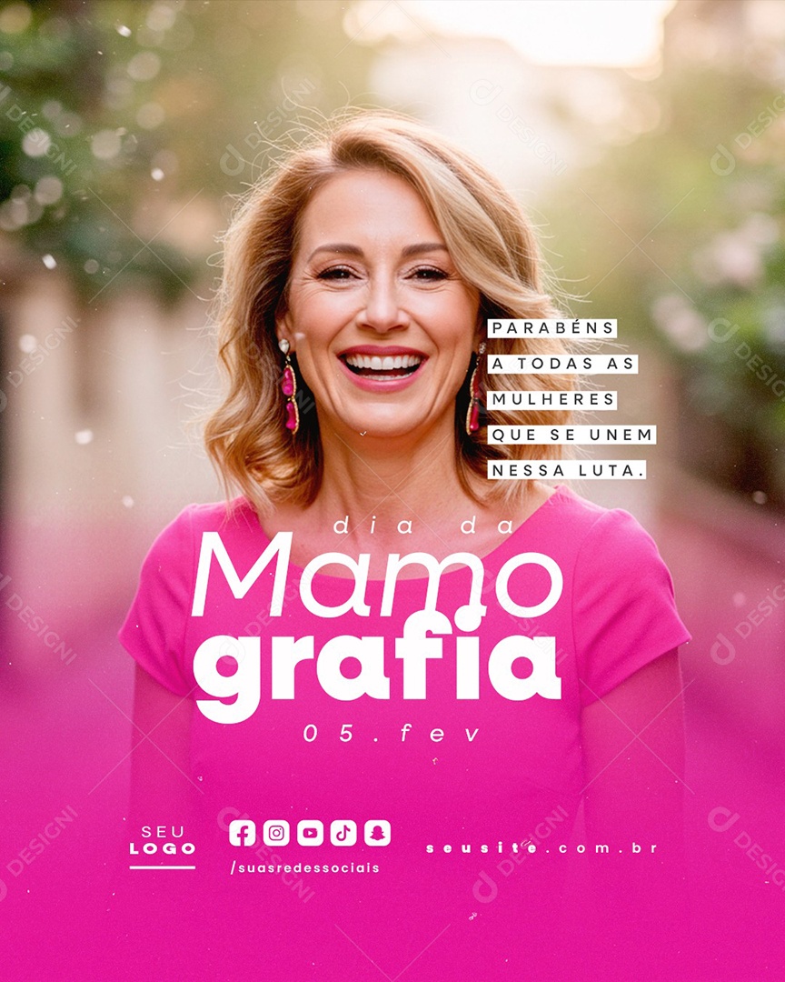 Dia Da Mamografia 05 de Fevereiro Parabéns Social Media PSD Editável
