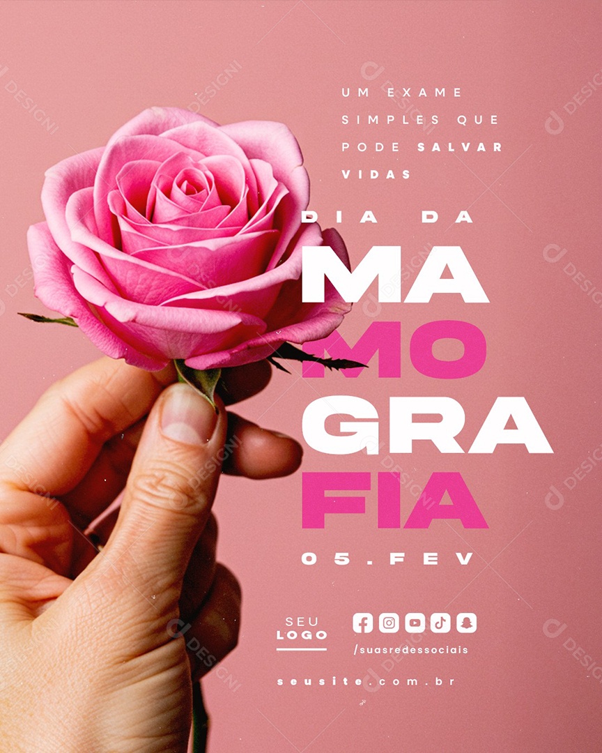 Dia Da Mamografia 05 de Fevereiro Um Exame Simples Social Media PSD Editável