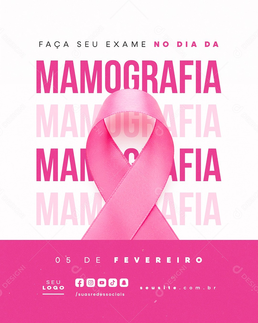 Dia Da Mamografia 05 de Fevereiro Faça seu Exame Social Media PSD Editável