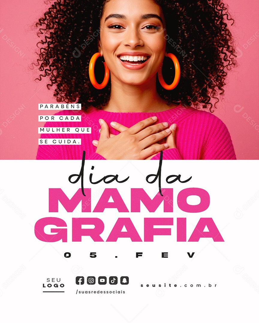 Dia Da Mamografia 05 de Fevereiro Parabéns Social Media PSD Editável