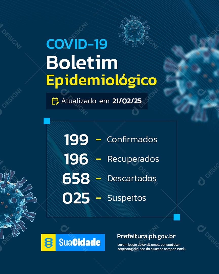 Prefeitura Covid 19 Boletim Epidemiológico Descartados Suspeitos Social Media PSD Editável