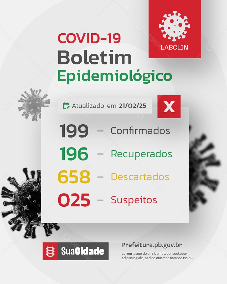 Prefeitura Covid 19 Boletim Epidemiológico Social Media PSD Editável