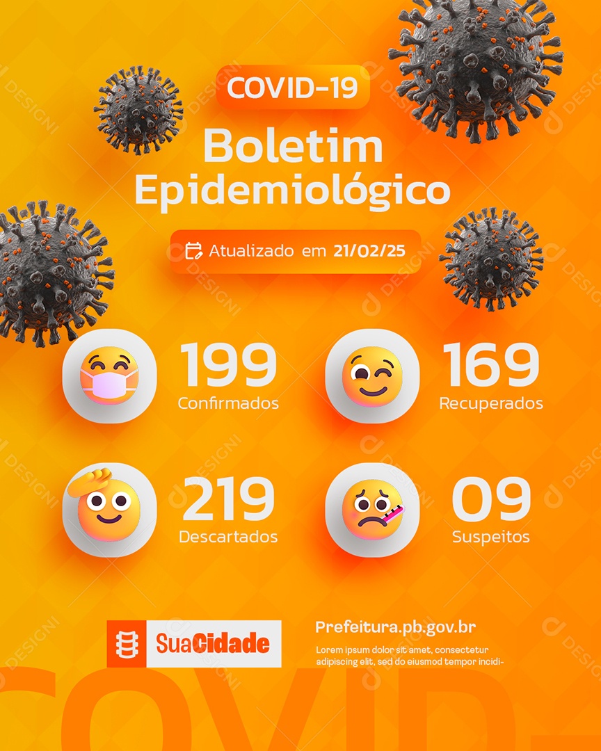 Prefeitura Covid 19 Boletim Epidemiológico Confirmados Social Media PSD Editável