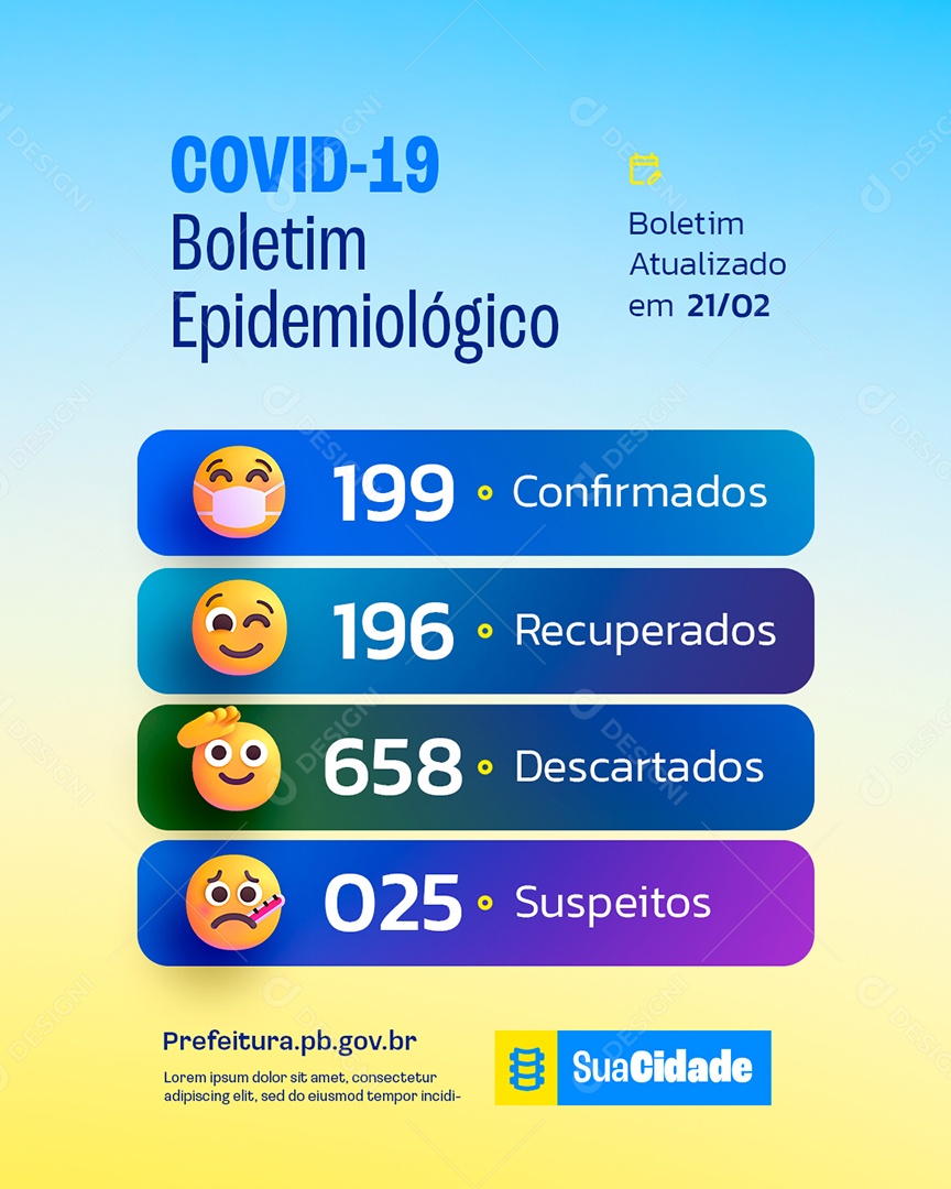 Prefeitura Boletim Epidemiológico Covid 19 Social Media PSD Editável