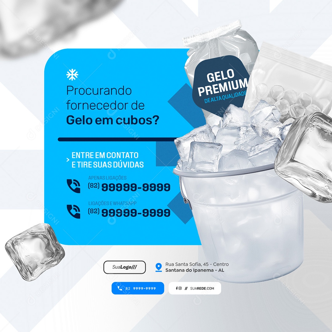 Loja de Gelo Procurando Fornecedor Social Media PSD Editável