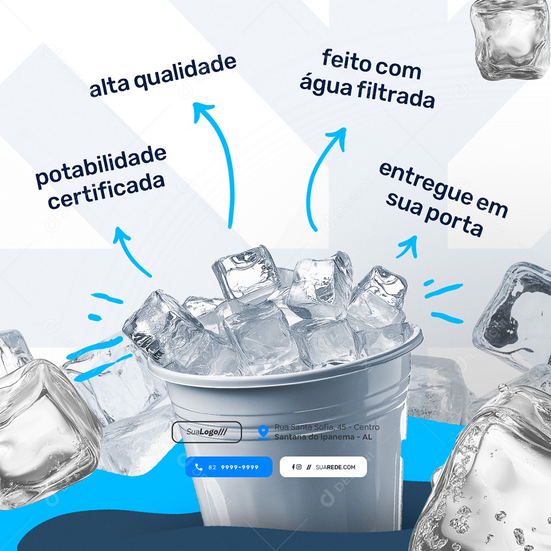 Loja de Gelo Alta Qualidade Potabilidade Social Media PSD Editável