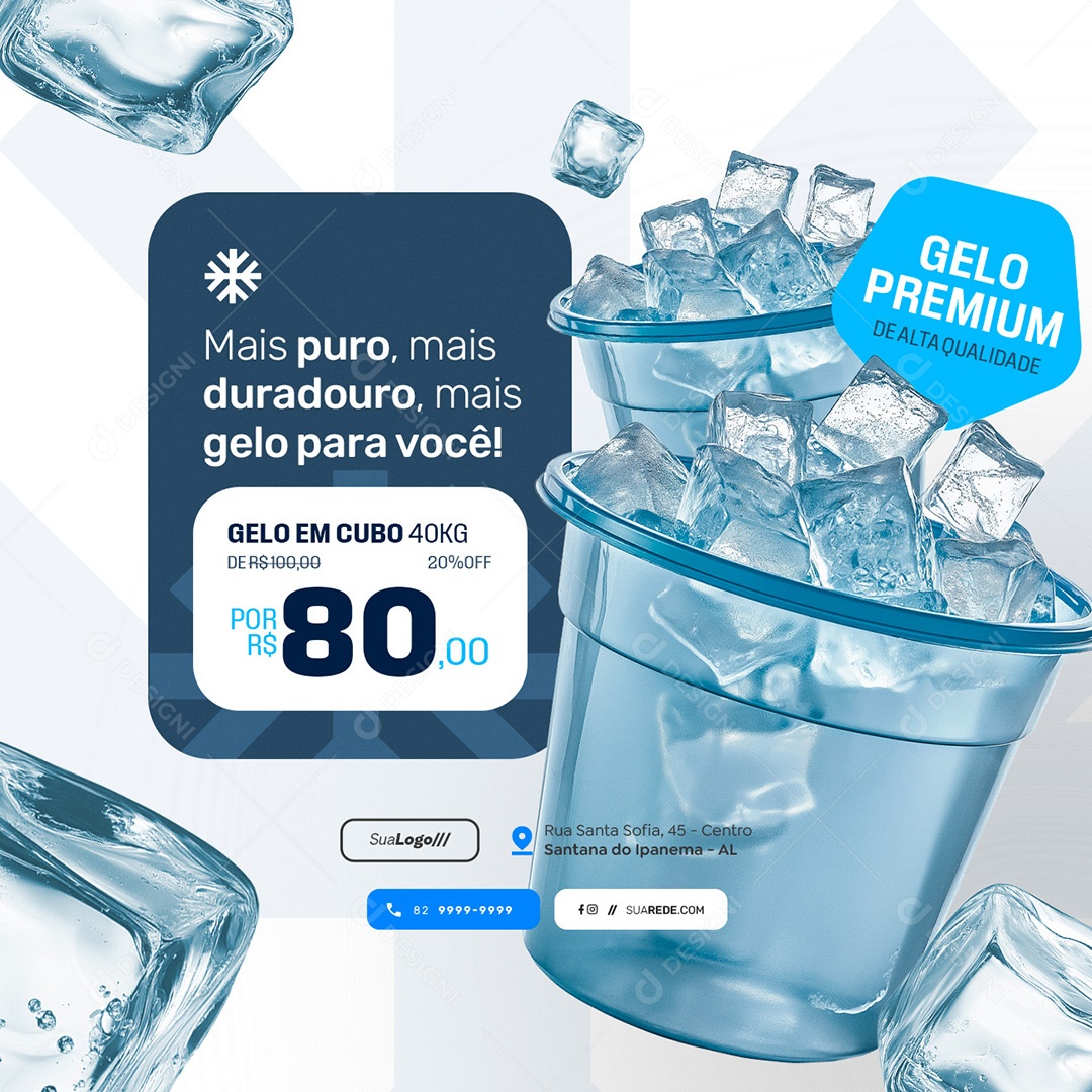 Loja de Gelo Mais Puro Social Media PSD Editável
