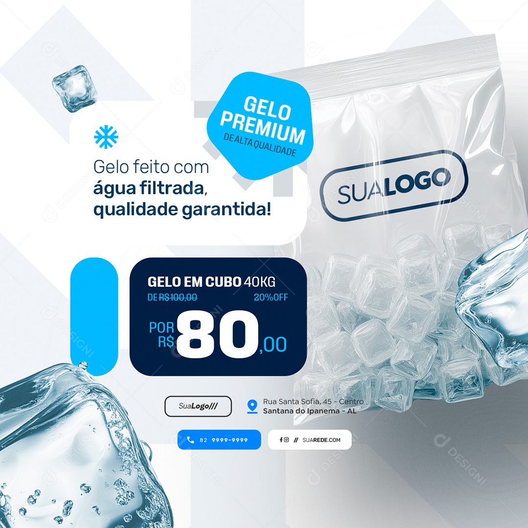 Loja de Gelo Água Filtrada Social Media PSD Editável