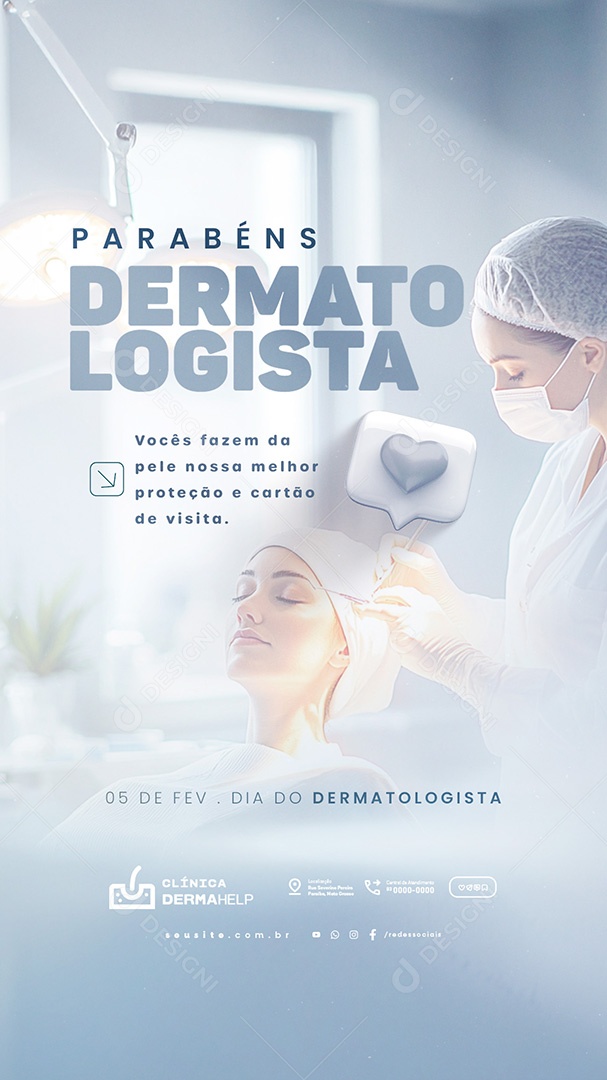 Story Dia do Dermatologista 05 de Fevereiro Parabéns Social Media PSD Editável