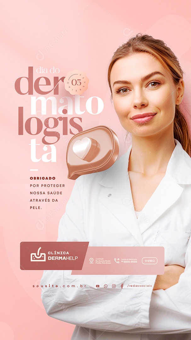 Story Dia do Dermatologista 05 de Fevereiro Obrigado Social Media PSD Editável