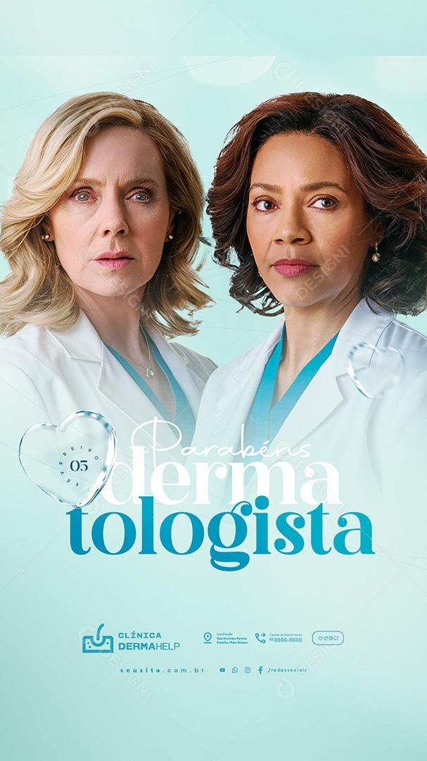 Story Dia do Dermatologista 05 de Fevereiro Parabéns Social Media PSD Editável