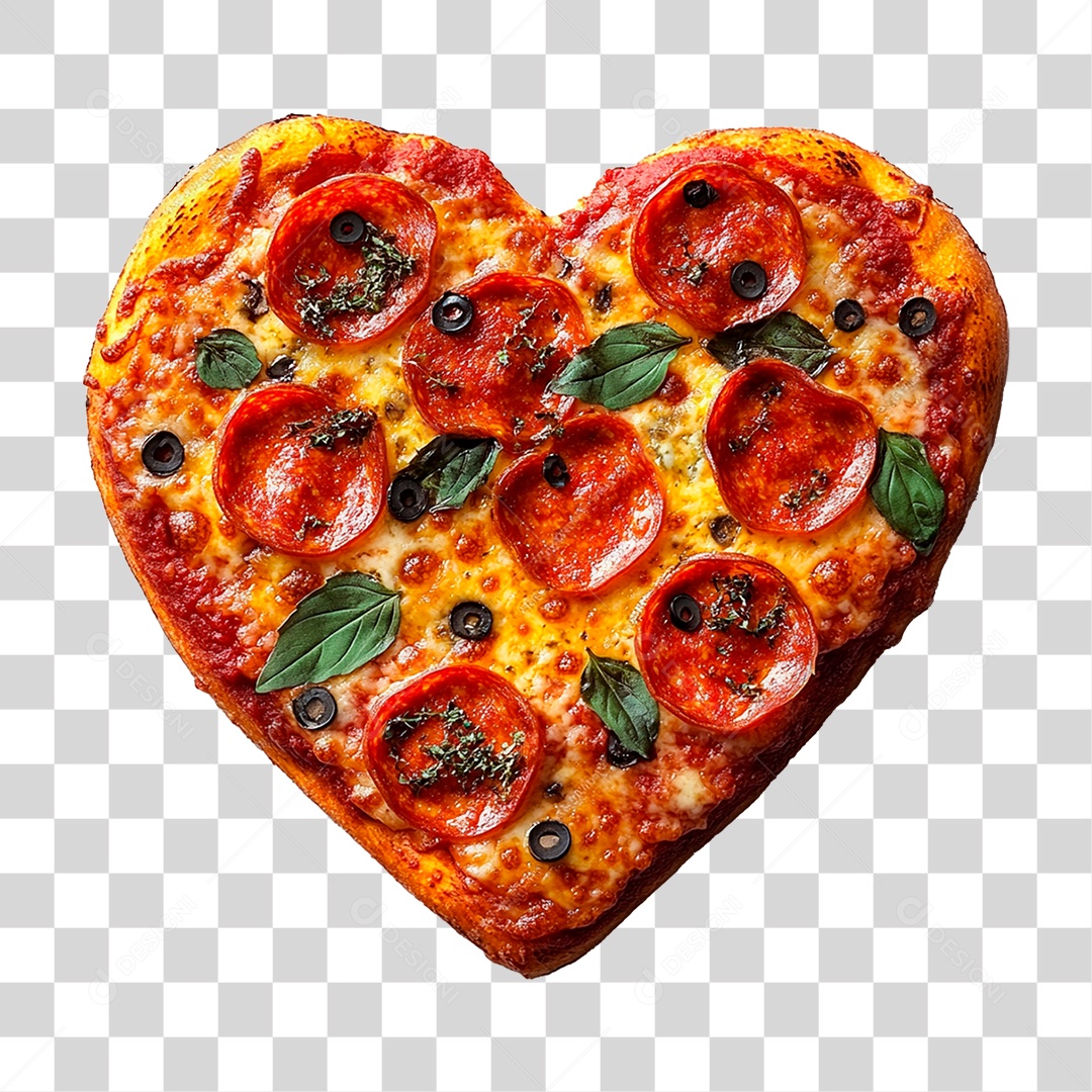 Pizza em Formato de Coração PNG Transparente