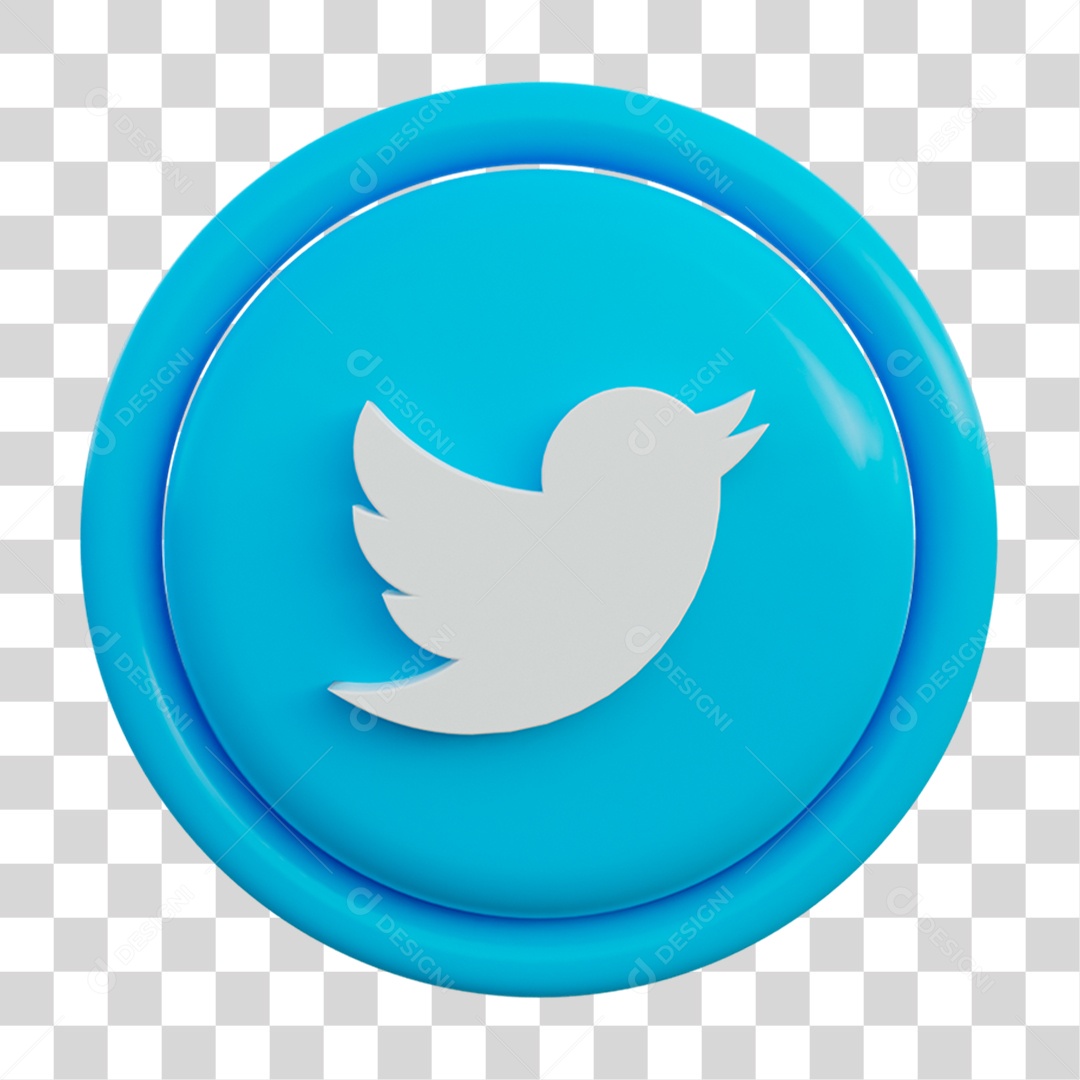Ícone 3D Twitter Aplicativo Rede Social Mídia Comunicação PNG Transparente