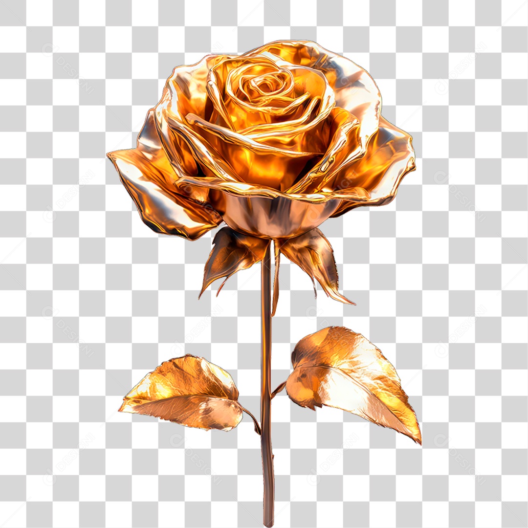 Rosa Dourada PNG Transparente
