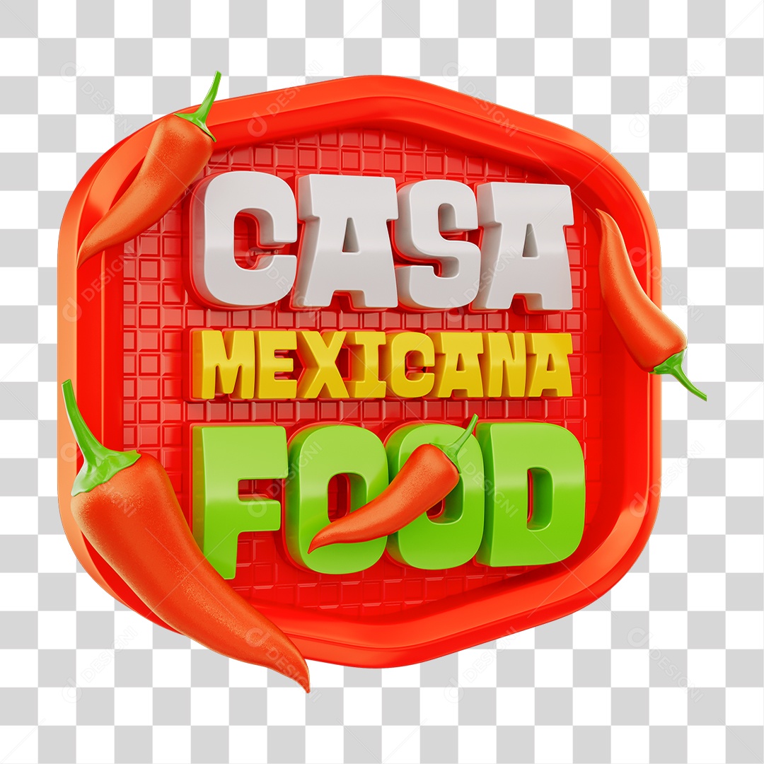 Selo 3D Casa Mexicana Food PNG Transparente
