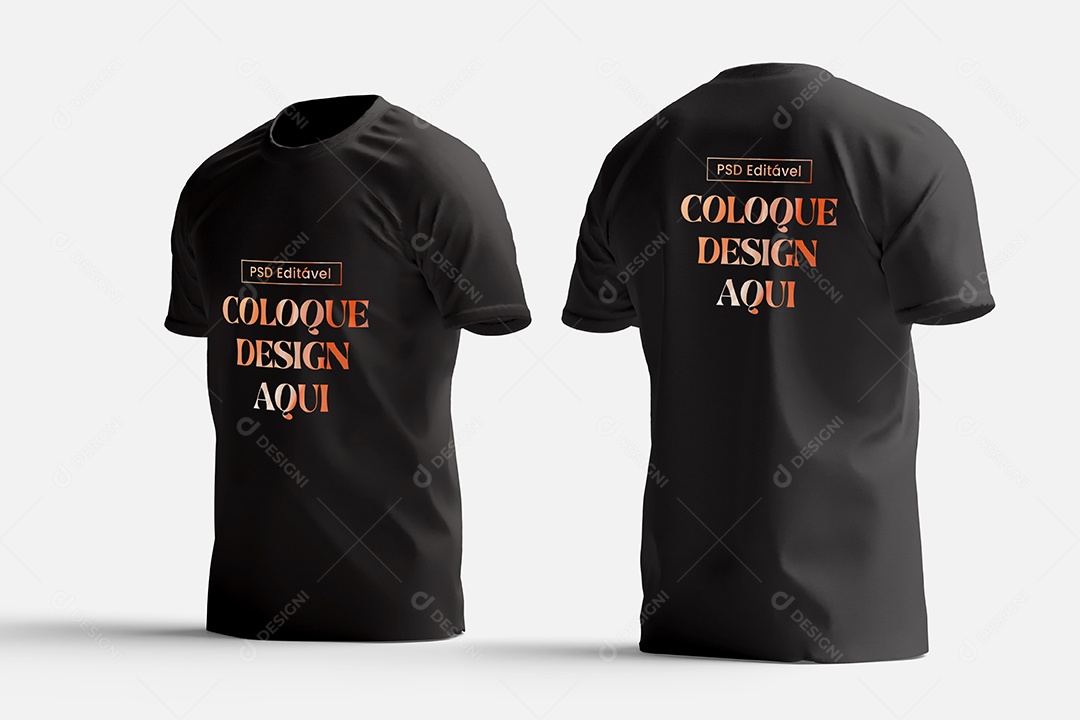 Mockup de Camisa T-Shirt Preta PSD Editável