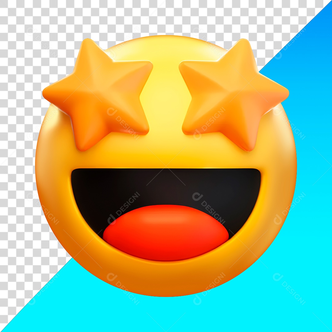 Emoji de rosto com estrelas nos olhos PNG