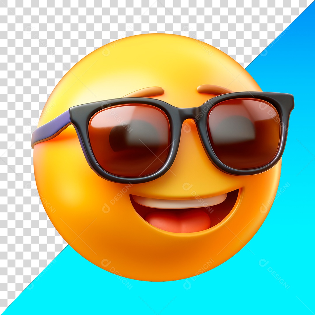 Emoji de rosto feliz com óculos de sol PNG