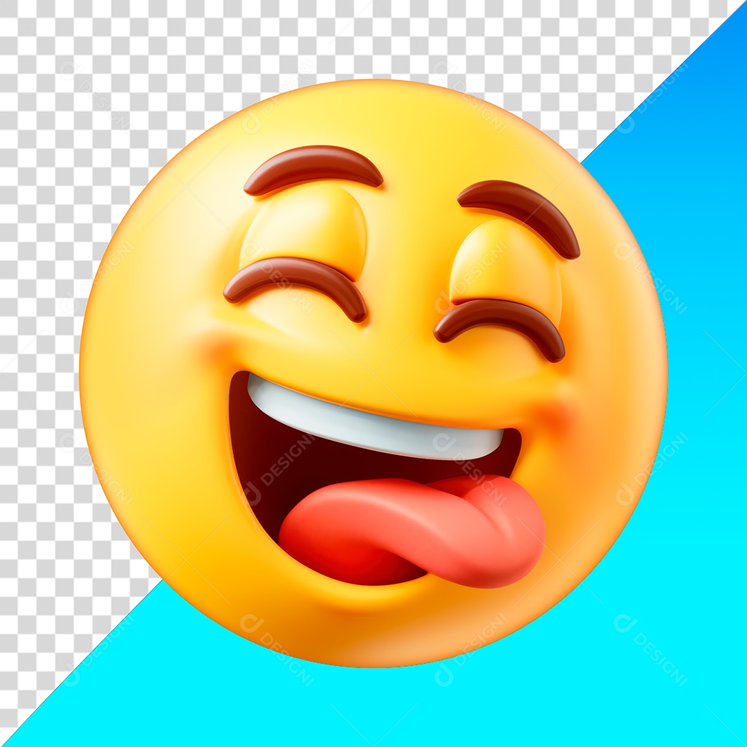 Emoji de rosto rindo de olhos fechados com a lingua de fora PNG