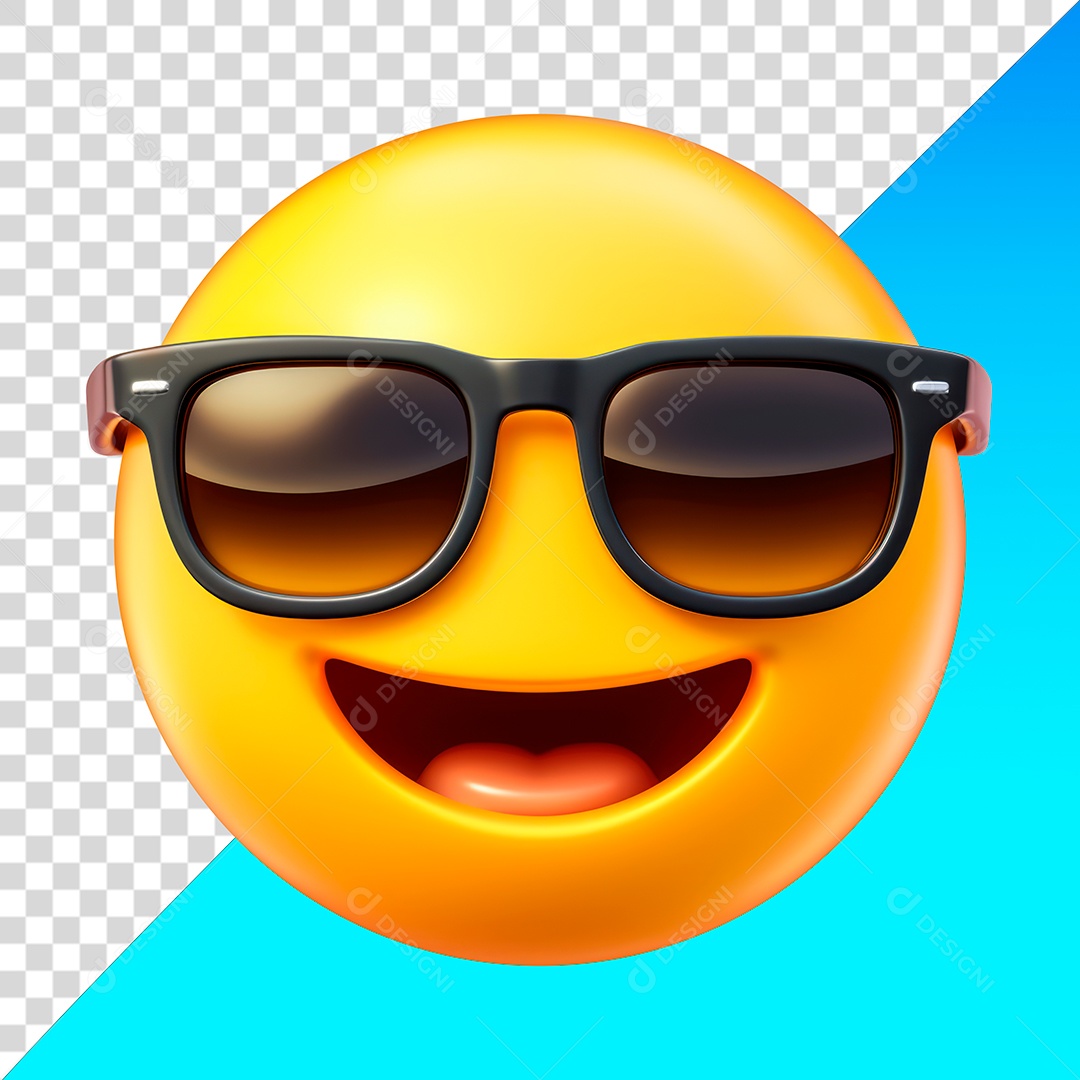Emoji de rosto sorrindo com óculos de sol PNG
