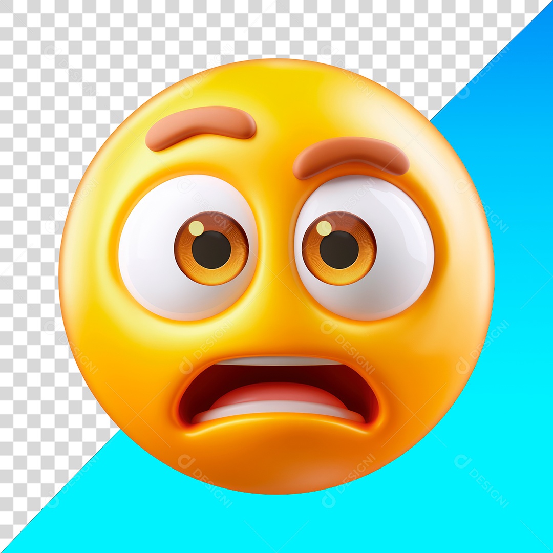 Emoji de rosto surpreso e confuso PNG