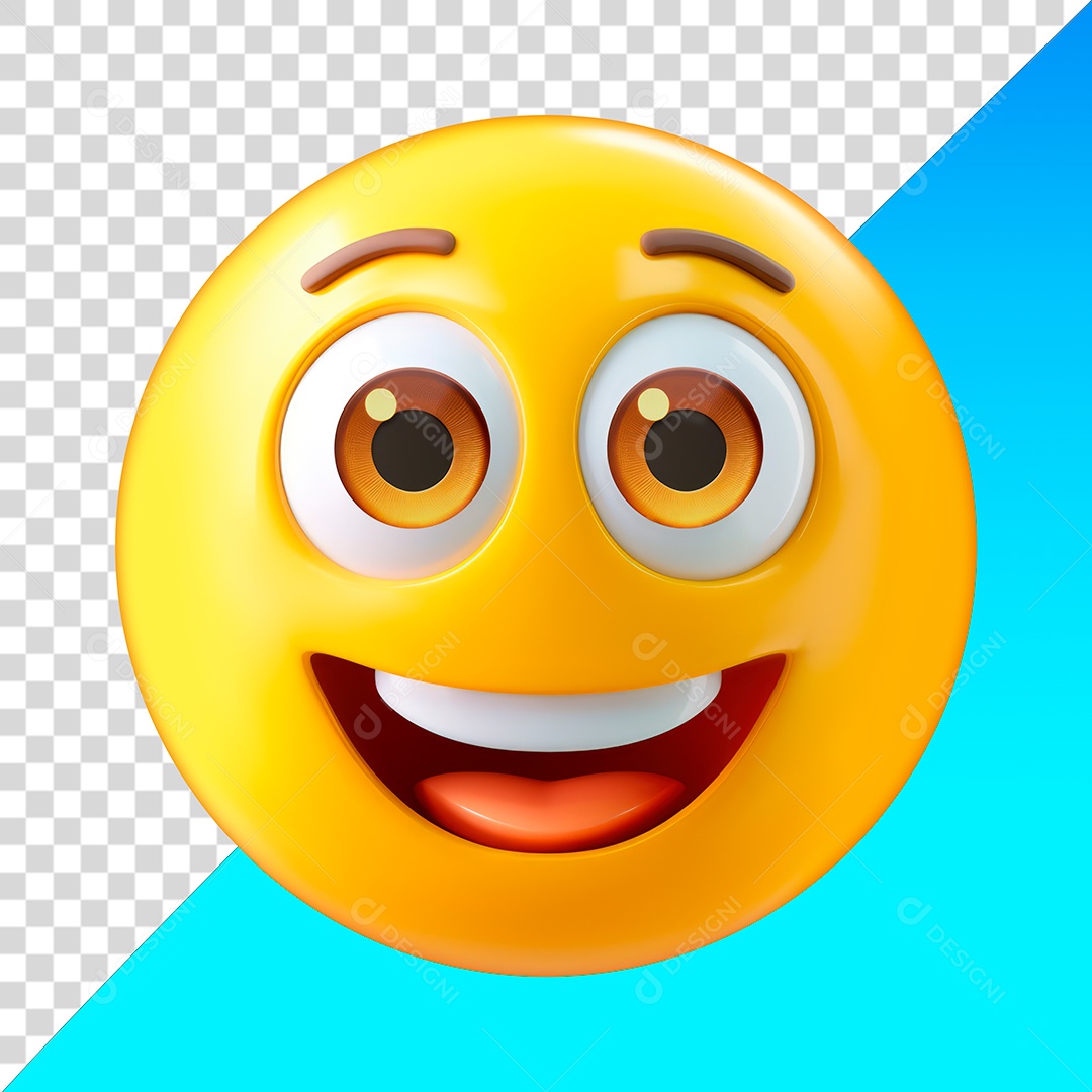 Emoji feliz com olhos bem arregalados PNG