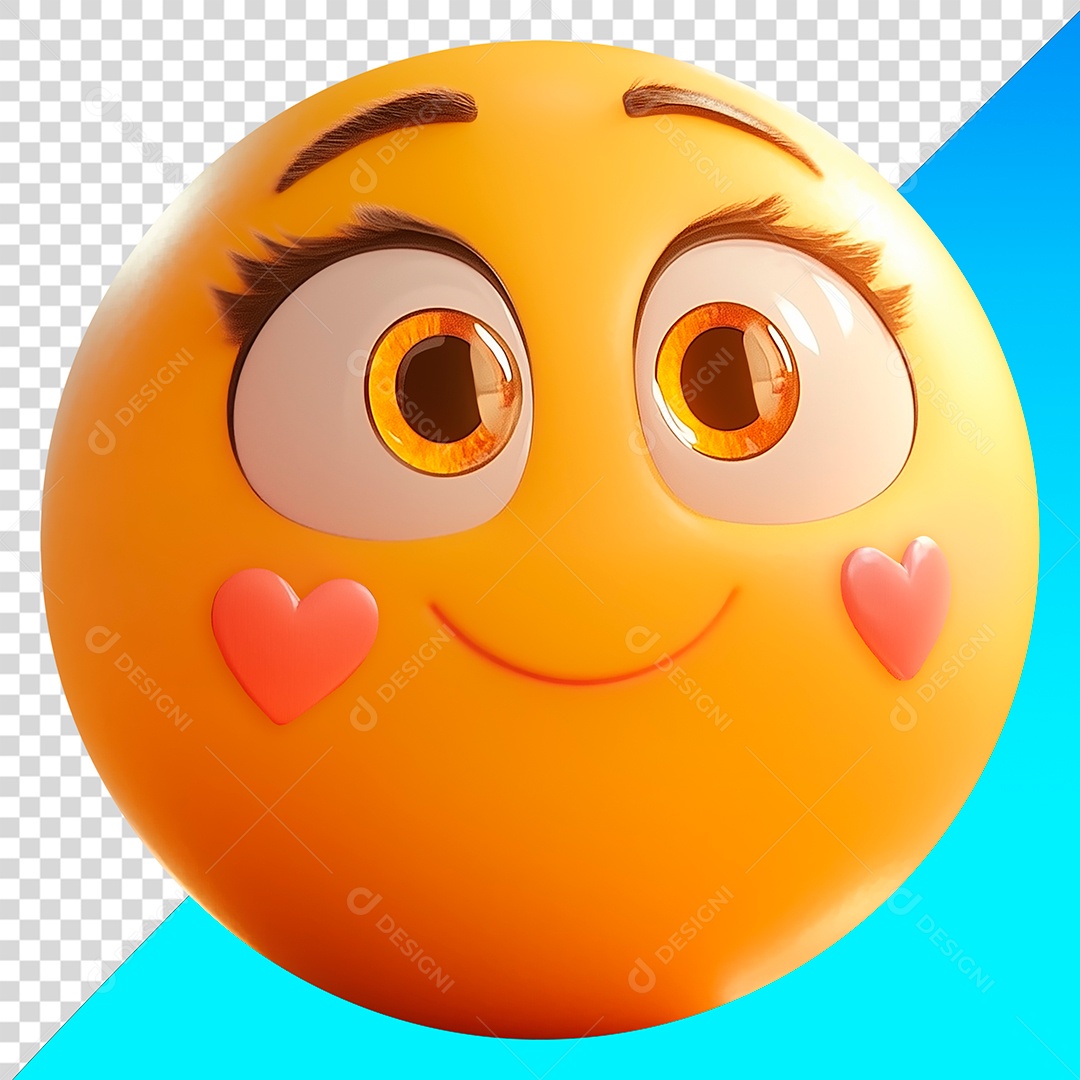 Emoji com corações na bochecha apaixonado PNG