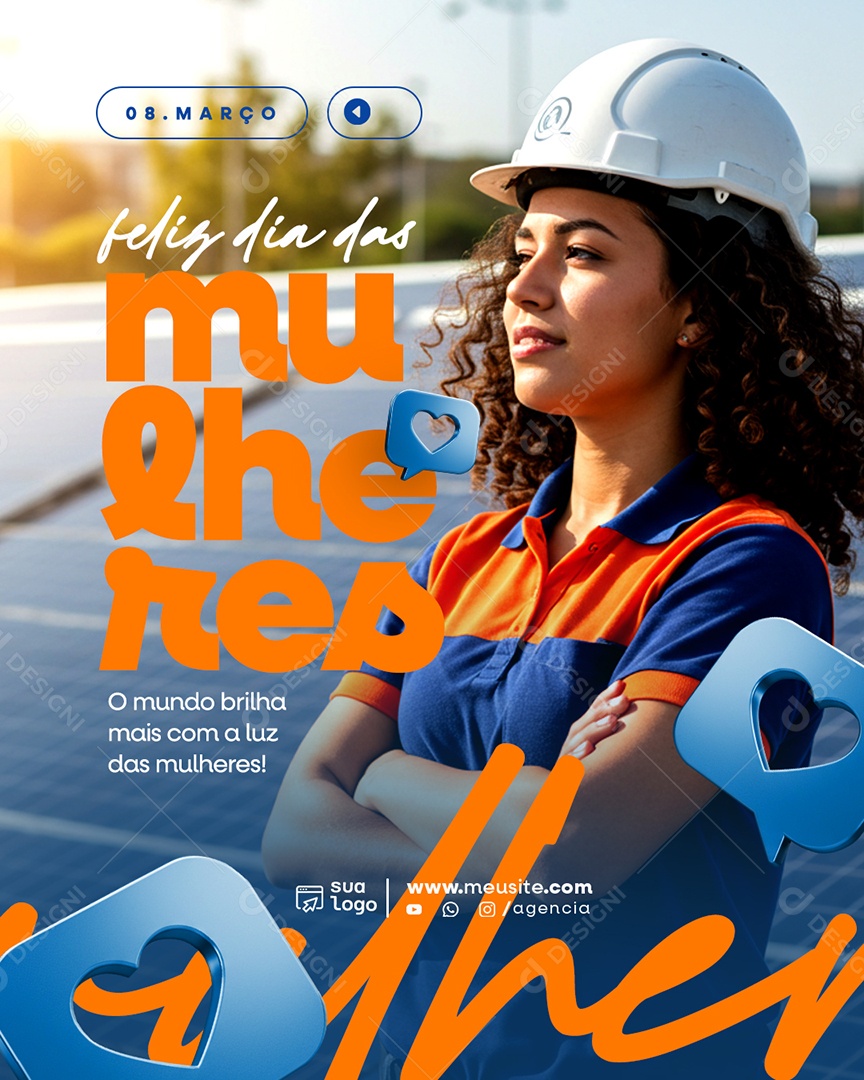 Dia das Mulheres 08 de Março o Mundo Brilha Social Media PSD Editável