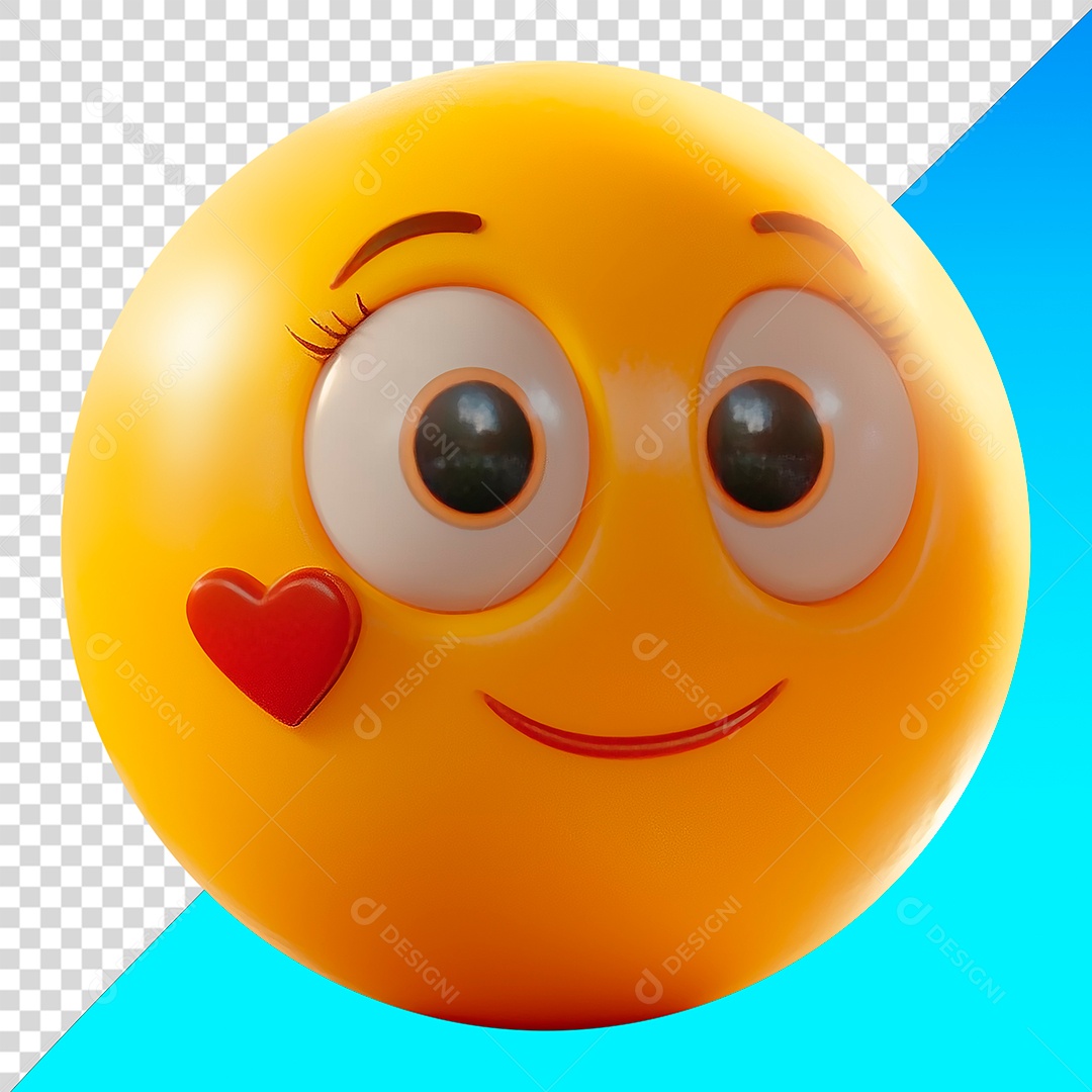 Emoji feliz com corações na bochecha PNG