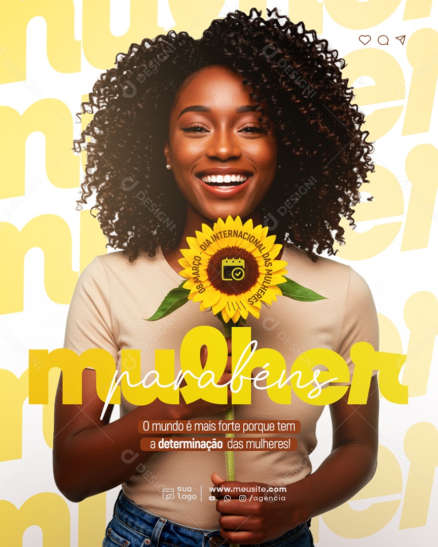 Dia Internacional da Mulher 08 de Março Parabéns Social Media PSD Editável