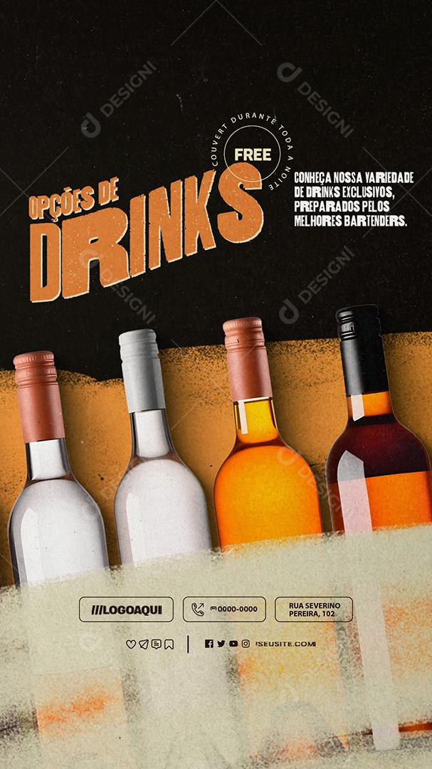 Story Pub Opções de Drinks Social Media PSD Editável