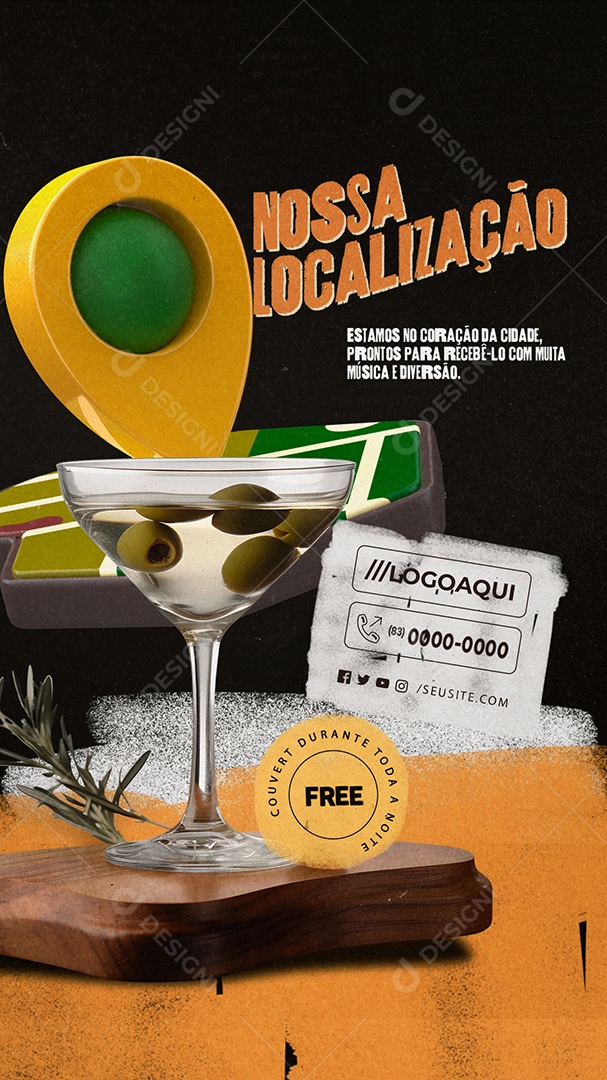 Story Pub Nossa Localização Estamos no Coração da Cidade Social Media PSD Editável